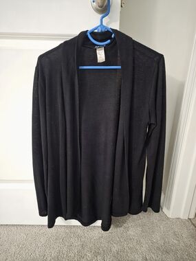 Open-Front Black Cardigan Sweater L